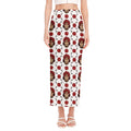 Calavera Girl Skull Pattern Print Side Slit Maxi Skirt