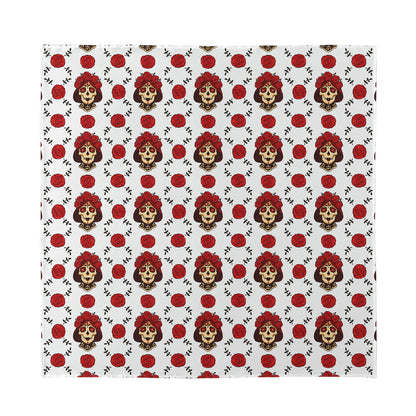 Calavera Girl Skull Pattern Print Silk Bandana
