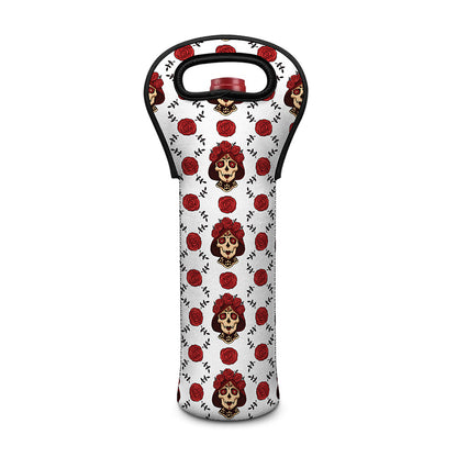 Calavera Girl Skull Pattern Print Single Neoprene Wine Tote