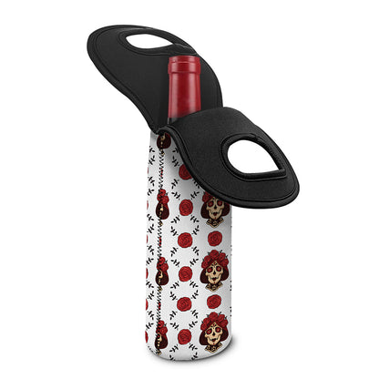 Calavera Girl Skull Pattern Print Single Neoprene Wine Tote