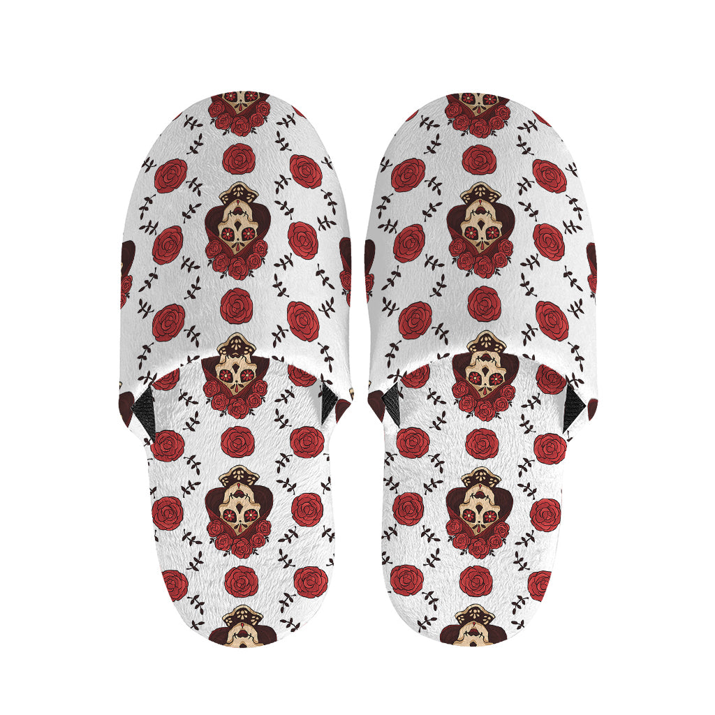 Calavera Girl Skull Pattern Print Slippers