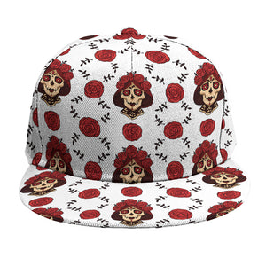 Calavera Girl Skull Pattern Print Snapback Cap