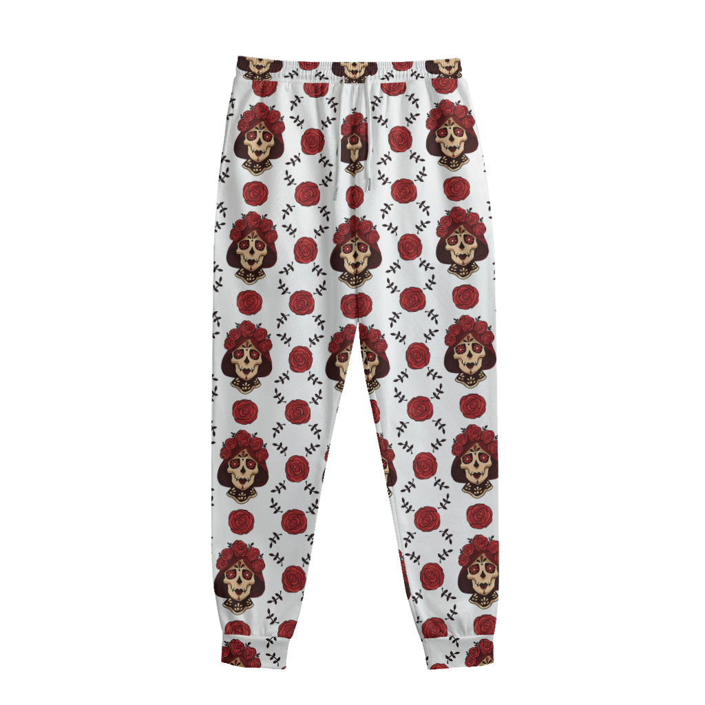 Calavera Girl Skull Pattern Print Sweatpants