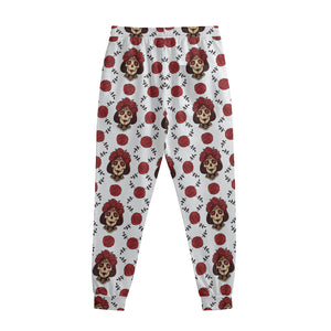 Calavera Girl Skull Pattern Print Sweatpants