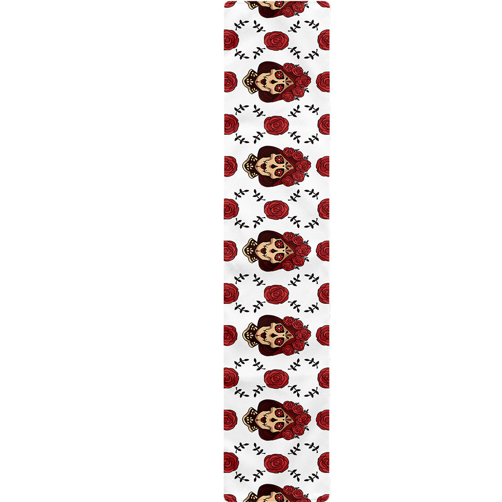 Calavera Girl Skull Pattern Print Table Runner