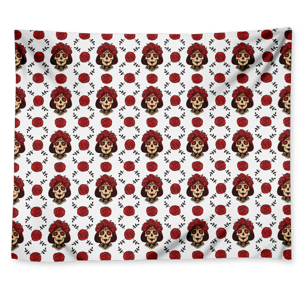 Calavera Girl Skull Pattern Print Tapestry