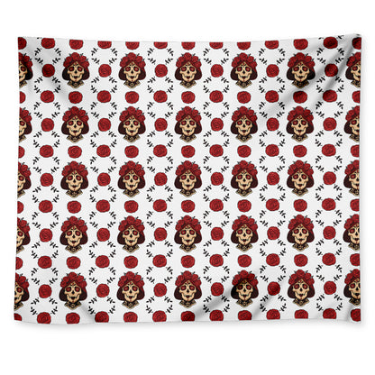 Calavera Girl Skull Pattern Print Tapestry