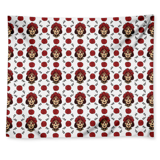 Calavera Girl Skull Pattern Print Tapestry