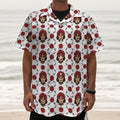 Calavera Girl Skull Pattern Print Textured Short Sleeve Shirt