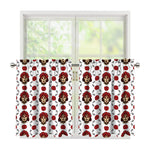Calavera Girl Skull Pattern Print Tier Curtains