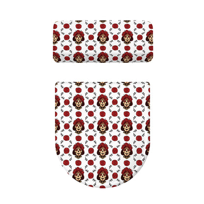 Calavera Girl Skull Pattern Print Toilet Lid And Tank Cover Set