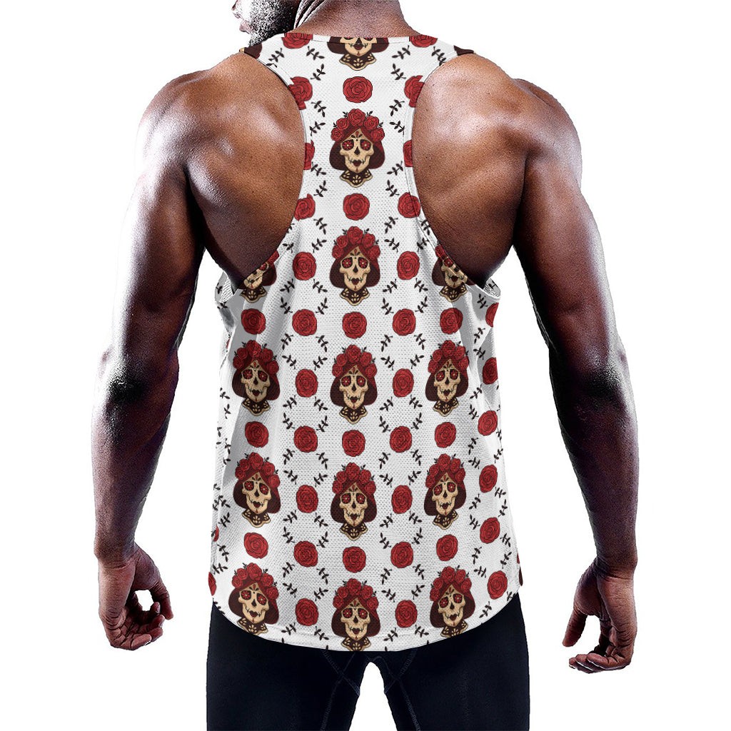 Calavera Girl Skull Pattern Print Training Tank Top