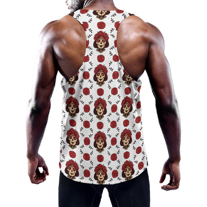 Calavera Girl Skull Pattern Print Training Tank Top