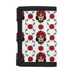 Calavera Girl Skull Pattern Print Trifold Wallet