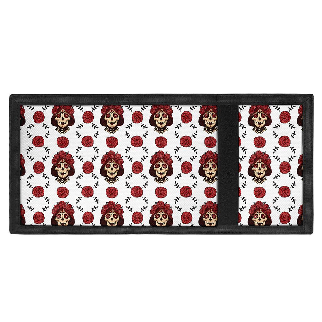 Calavera Girl Skull Pattern Print Trifold Wallet