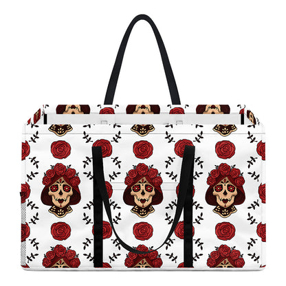 Calavera Girl Skull Pattern Print Utility Tote Bag