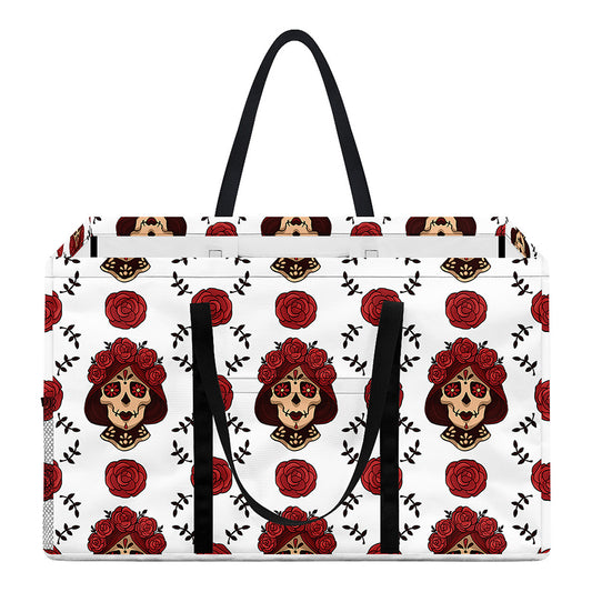 Calavera Girl Skull Pattern Print Utility Tote Bag