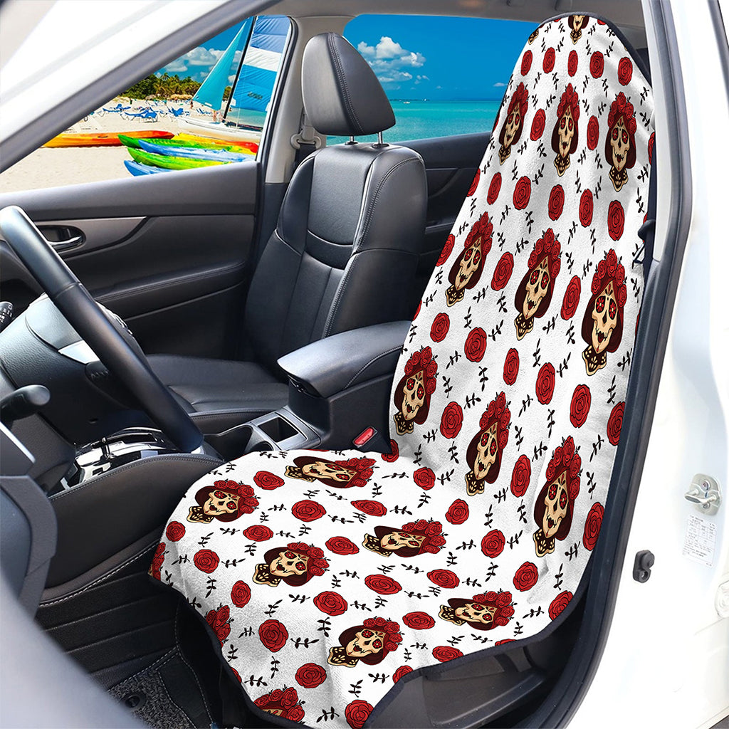 Calavera Girl Skull Pattern Print Waterproof Car Seat Cover