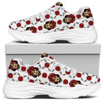 Calavera Girl Skull Pattern Print White Chunky Shoes