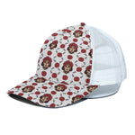 Calavera Girl Skull Pattern Print White Mesh Trucker Cap