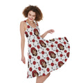 Calavera Girl Skull Pattern Print Sleeveless Knee Length Dress