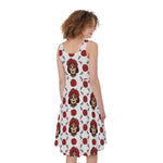 Calavera Girl Skull Pattern Print Women's Sleeveless Dress
