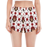 Calavera Girl Skull Pattern Print Women's Split Running Shorts