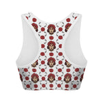 Calavera Girl Skull Pattern Print Women's Sports Bra