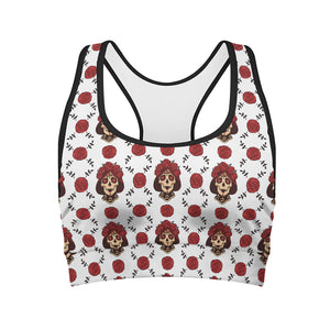 Calavera Girl Skull Pattern Print Women's Sports Bra