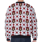 Calavera Girl Skull Pattern Print Zip Sleeve Bomber Jacket