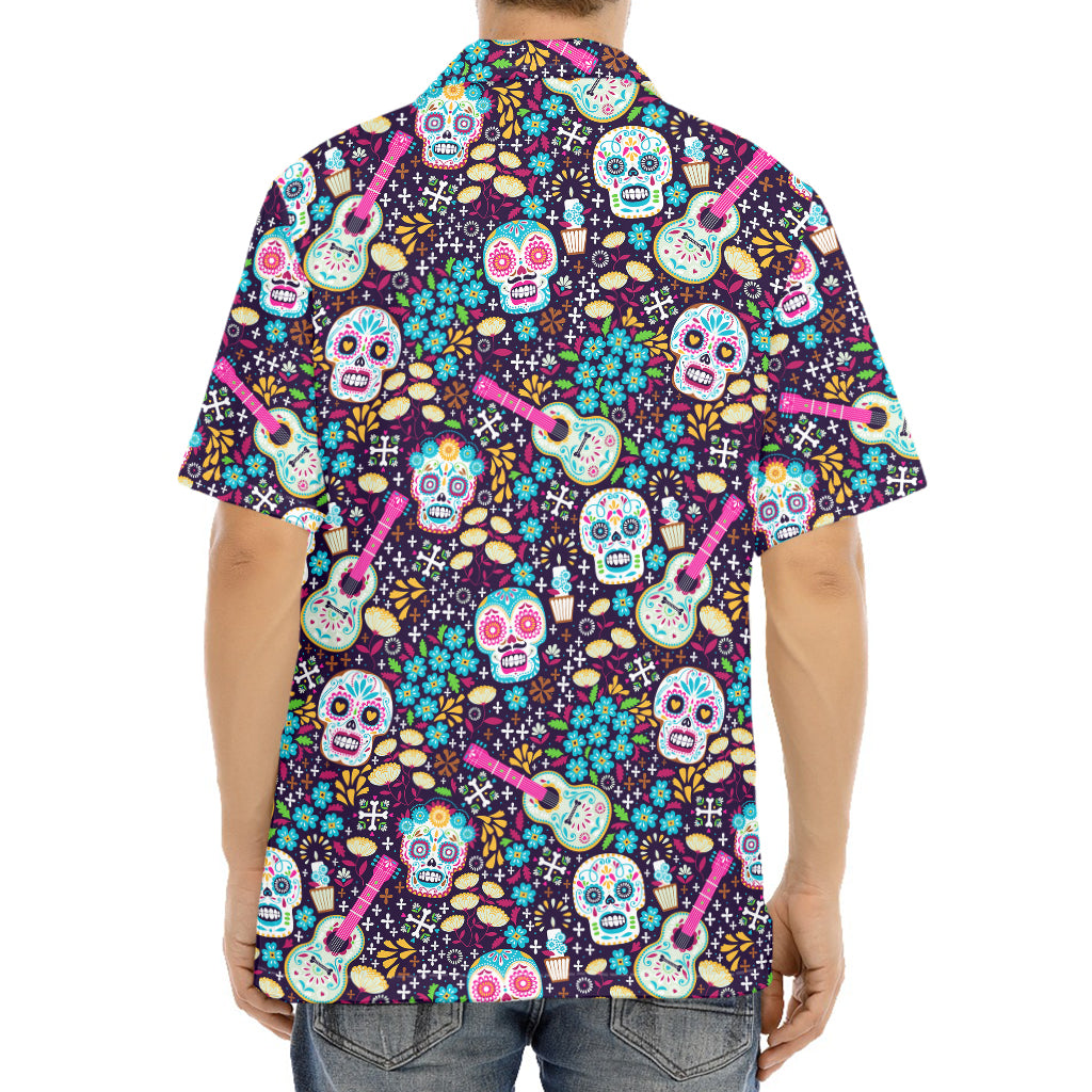 Calaveras Day Of The Dead Pattern Print Aloha Shirt