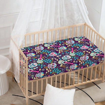 Calaveras Day Of The Dead Pattern Print Baby Crib Sheet