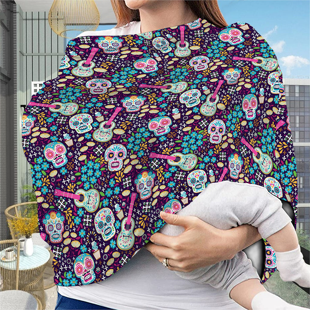 Calaveras Day Of The Dead Pattern Print Baby Seat Cover