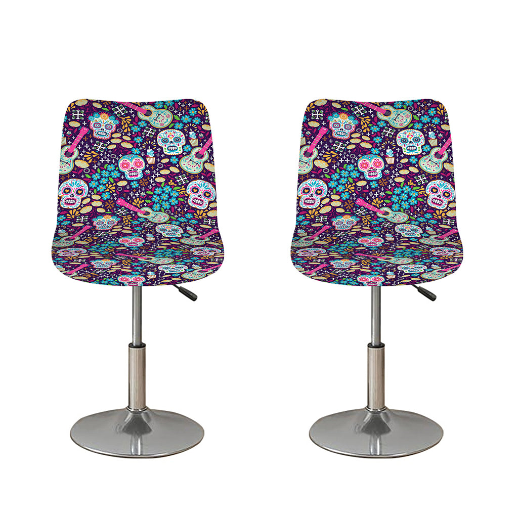 Calaveras Day Of The Dead Pattern Print Bar Stool Covers