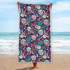 Calaveras Day Of The Dead Pattern Print Beach Towel