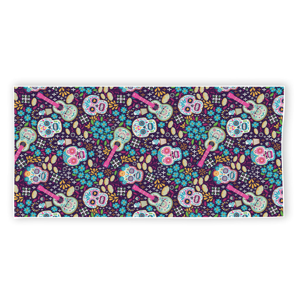 Calaveras Day Of The Dead Pattern Print Beach Towel