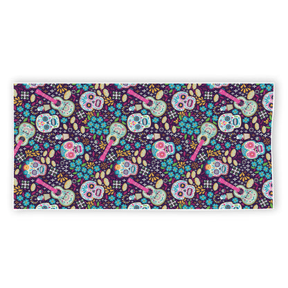 Calaveras Day Of The Dead Pattern Print Beach Towel