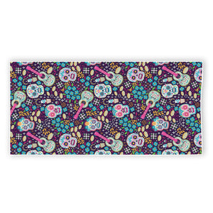 Calaveras Day Of The Dead Pattern Print Beach Towel