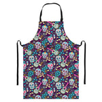 Calaveras Day Of The Dead Pattern Print Bib Apron With Pocket