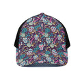 Calaveras Day Of The Dead Pattern Print Black Mesh Trucker Hat