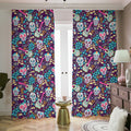 Calaveras Day Of The Dead Pattern Print Dimout Pencil Pleat Curtains