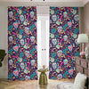 Calaveras Day Of The Dead Pattern Print Blackout Pencil Pleat Curtains