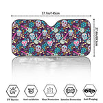 Calaveras Day Of The Dead Pattern Print Car Windshield Sun Shade