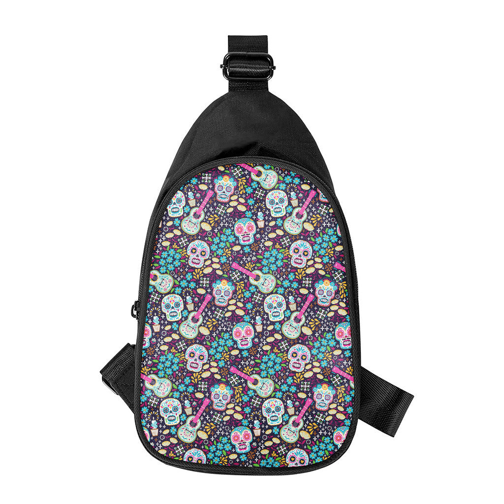 Calaveras Day Of The Dead Pattern Print Chest Bag