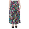 Calaveras Day Of The Dead Pattern Print Chiffon Maxi Skirt