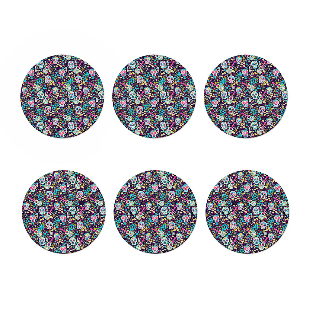Calaveras Day Of The Dead Pattern Print Coaster Set