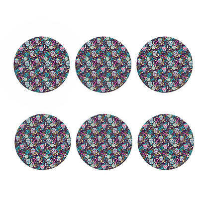 Calaveras Day Of The Dead Pattern Print Coaster Set