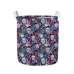 Calaveras Day Of The Dead Pattern Print Collapsible Laundry Basket