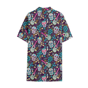 Calaveras Day Of The Dead Pattern Print Cotton Hawaiian Shirt