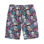 Calaveras Day Of The Dead Pattern Print Cotton Shorts